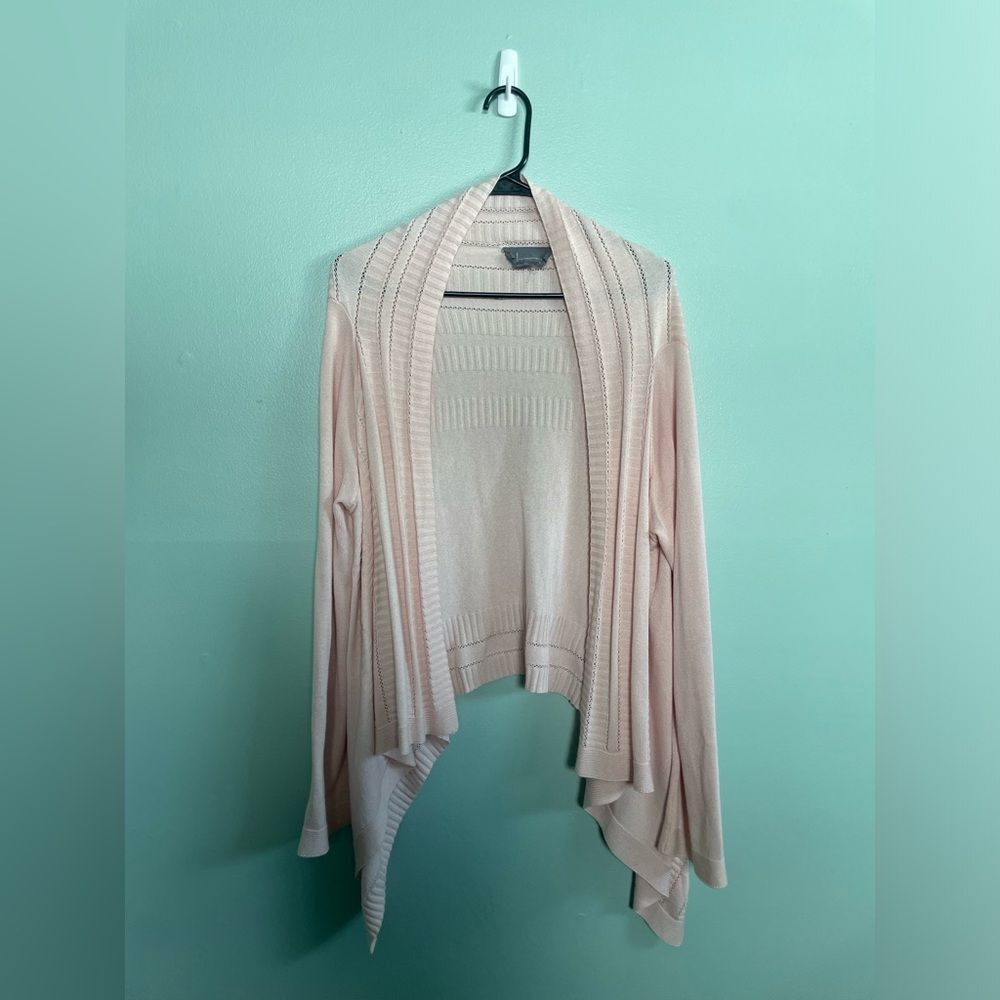 Anthropologie Baby Pink Open Knit Spring Light Drapey Cardigan SZ S